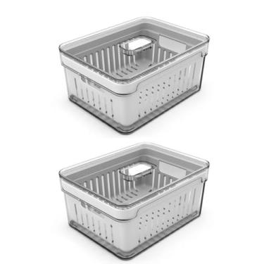 Imagem de Kit 2x Potes Organizador De Geladeira Verduras Frutas Clear - Transparente