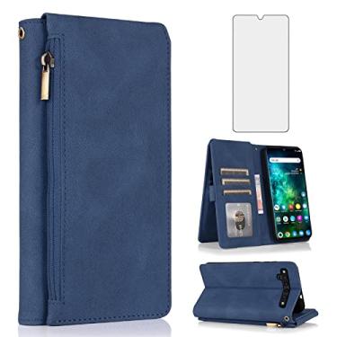 Imagem de Asuwish Compatível com TCL 10 Pro, capa tipo carteira, protetor de tela de vidro temperado e zíper de couro, suporte para cartão, acessórios para celular TCL 10 Plus TCL10Pro TLC 10Pro T799B feminino