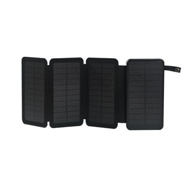 Imagem de RIFORXIM Carregador portátil solar Power Bank 20000mAh, carregador externo com 4 painéis solares, bateria externa com 2 saídas USB, entrada/saída tipo C (preto)