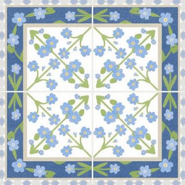 Imagem de HOMETITUTE 10 peças de azulejos florais azuis e verdes de 30,5 x 30,5 cm, adesivos removíveis para pisos de vinil faça-você-mesmo para cozinha, banheiro, sala de estar, entrada, decoração de casa