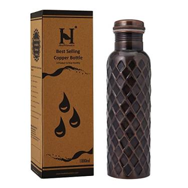 Imagem de Garrafa de cobre premium antiga, acabamento de diamante, capacidade de 950 ml para benefícios de saúde Ayurveda