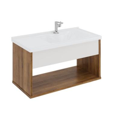 Imagem de Gabinete Suspenso encanto com nicho e Cuba Cores - POLI MOVEIS, Canela