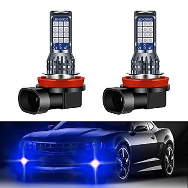 Imagem de Yifengshun 2 peças H8/H11 lâmpadas de LED azul de neblina, 24 LEDs de alto brilho 3030 chips H11 Kit de substituição de lâmpadas de LED, faróis de neblina DRL para caminhões, SUVs, vans, 12 – 36 V
