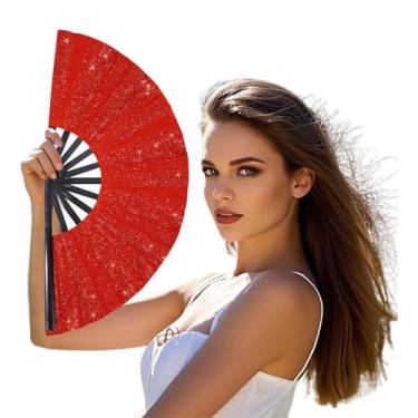 Imagem de Ventilador de mão de botas no chão, ventilador de dança de linha, grande ventilador de mão dobrável holográfico, ventiladores de clacking para dança de linha, artesanato dobrável da moda segurando