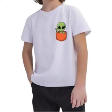 Imagem de Camiseta Infantil Alien no bolso laranja - Alearts, 10