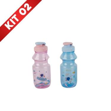 Imagem de Kit 2 Garrafas Squeeze Plástico Astronauta 500 ml Esporte Academia Esc