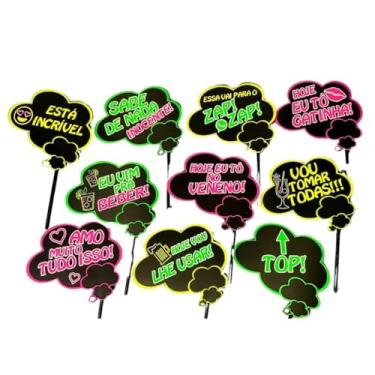 Imagem de Kit Balada Festa Neon Casamento 150 Peças Pulseira, Óculos, Tiaras, Gravatas, Plaquinhas, Marabus - Adereços