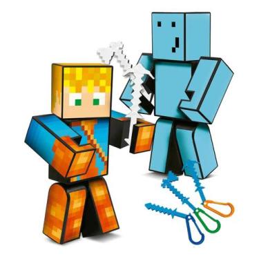 Imagem de Kit Com 2 Bonecos Articulado Jogo Mine Lopers E Problems Craft - Algaz