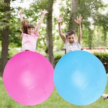 Imagem de Huaerle 2 bolas gigantes de bolhas de água de 80 cm, bola inflável gigante, bola de praia, jardim, jogos, balão de borracha macia para uso ao ar livre, interior, festa, jardim, piscina