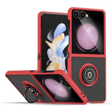 Imagem de Furill Capa de celular para Samsung Galaxy Z Flip 7 5G fosca translúcida com protetor de tela de vidro temperado resistente anel de dedo giratório capa celular ZFlip 7Z Z7 G Flip7 ZFlip7 ZFlip7