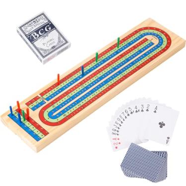 Imagem de Cribbage Board Game Set - Complete Cribbage Kit for 2-4 Players - Includes 9 Pegs, Deck of Playing Cards & Continuous 3 Track Board - Perfect for Family Game Night & Travel (Ages 8+)