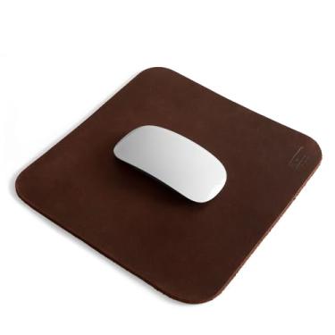 Imagem de Leather Worx, Mouse pad ergonômico, mesa de trabalho executiva e essenciais de escritório, precisão de rastreamento, controle de mouse, couro grosso de flor integral, feito à mão, marrom Bourbon