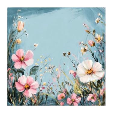 Imagem de Xinpinzhou Kits de ponto cruz estampado para adultos – 30,5 x 30,5 cm, padrão pré-impresso fácil de lavar, tecido avançado para iniciantes de 11 CT, flores adequadas para decoração de casa, presentes