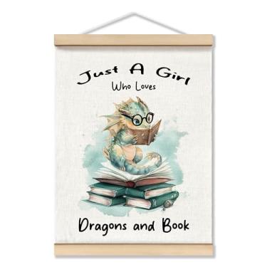 Imagem de TopXmai Decoração de arte de parede de dragão de livro, presentes para mulheres, presentes para amantes de livros, apenas uma garota que ama livros decoração para biblioteca sala de aula sala de
