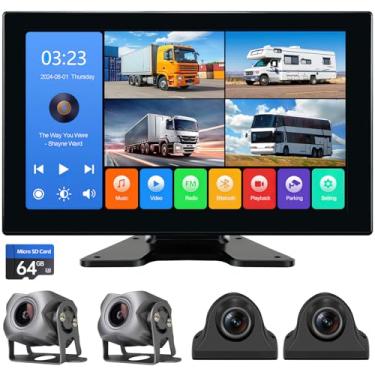 Imagem de Seventour 4 Channel 1080p Backup Camera Dash Cam for RV/Truck/Trailer/Van/SUV/Cars,10.2 Inch Touch Screen Quad Split Parking Monitor with DVR Recording/Playback/Bluetooth/FM Radio/Music/Vide