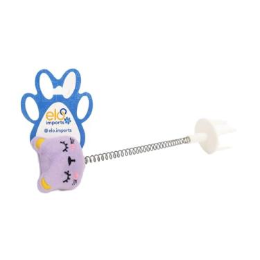 Imagem de Brinquedo para Gato com Mola, Pelúcia Lilás, Sino, Interativo