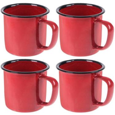 Imagem de Caneca Esmaltada 150Ml 6Cm Vermelha Kit 04 Un - Art House