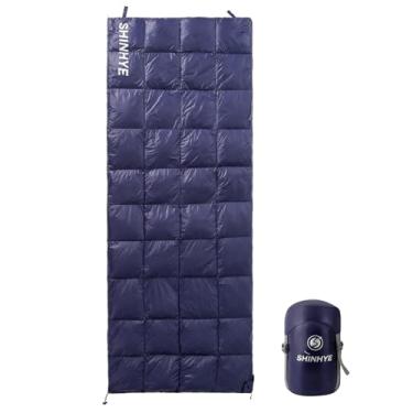 Imagem de ShinHye Saco de Dormir Ultraleve Adulto 500 g Premium Penugem de Pato - Impermeável e Compressível 3 Estações Acampamento/Mochila 4.4-15.0 °C com Saco de Compressão (Marinho)