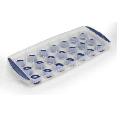 Imagem de Bandeja para cubos de gelo com fundo de silicone flexível, 21 cavidades redondas, design pushpop, fácil de liberar, 29 x 11 x 4,5 x 1,5 polegadas, 1 bandeja por pacote em cor aleatória