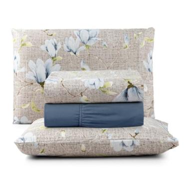 Imagem de Jogo de Cama Casal Box 4 Peças Micropercal 200 Fios com Lençol com Elástico e Fronhas – Toque Aveludado(Ilhéus)