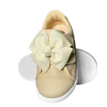 Imagem de Tênis Infantil Menina Ponta Marfim com Laço – Conforto e Estilo para o Dia a Dia – 20 ao 34 (BR, Criança de 4 a 8 anos, Numérico, M, 29)