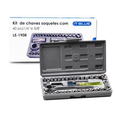 Imagem de Kit Chave Catraca Reversível Jogo De Soquete 40 Pçs + Maleta