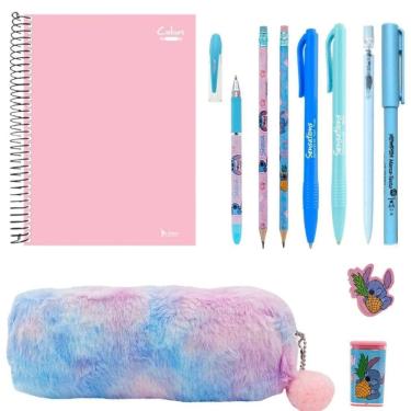 Imagem de Kit Papelaria Stitch Kawaii Lapis Borracha Apontador Caneta