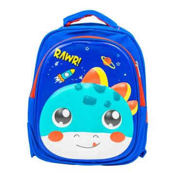 Imagem de Mochila Escolar Infantil Bichinhos Bolsa De Costas Creche Alto Relevo Dinossauro Azul