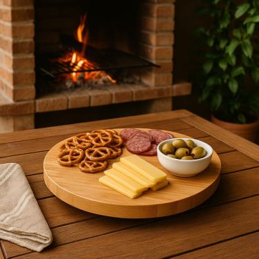 Imagem de Tábua Giratória de Bambu para Petiscos e Bolo 30cm - Jolitex MEK - Natural