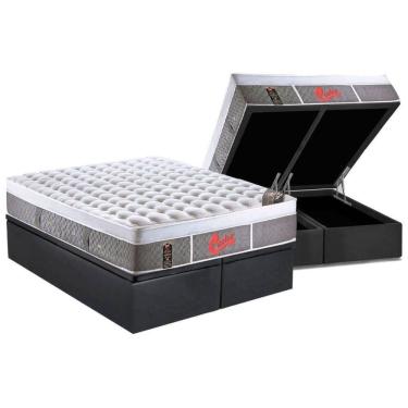 Imagem de Cama Box Baú Queen: Colchão Molas Ensacadas Castor Plush Visco+Base Gray(158X198)