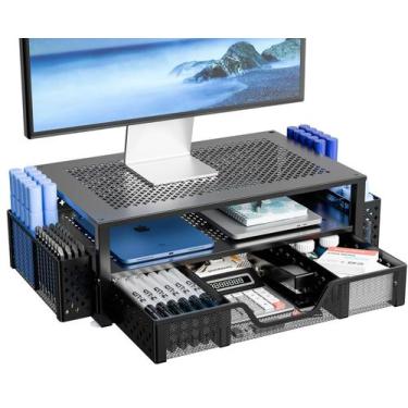 Imagem de Suporte de monitor Simple Trending de 2 camadas em metal preto