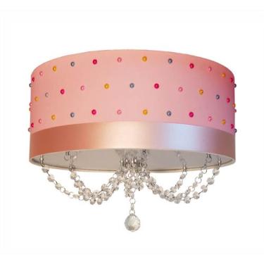 Imagem de Luminária Infantil Plafon Pérolas Coloridas 30x15 Rosa - Tom Luz