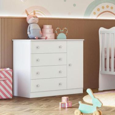Imagem de Cômoda Sapateira Infantil Alice 1 Porta 4 Gavetas - Bela Móveis - Qmov