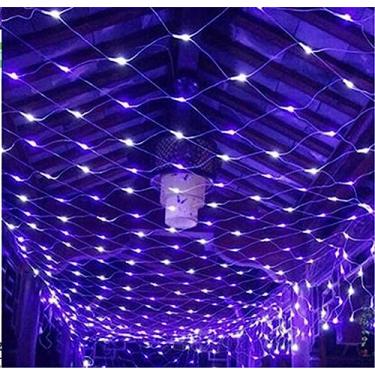 Imagem de Luzes De Corda De Rede Solar 100led Backyard Patio Net Light Balco Fee Mesh Fairy Light String Outdoor Waterproof 1.1mx1.1m 8 Modos De Luz De Jardim Externo, Purple