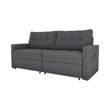 Imagem de Sofá Cama Reclinável 2 Lugares Premium Com Assentos Dividido 2,20 Larg Nayla Matrix Boucle Cinza