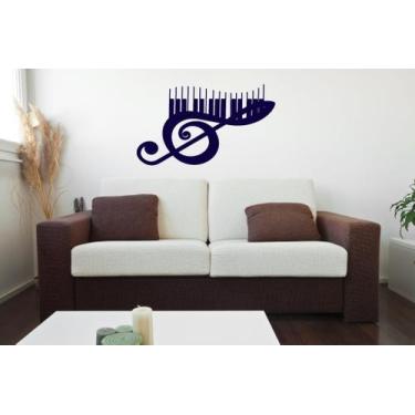 Imagem de Adesivo Decorativo de Parede Nota Musical e Teclado - Gaudesivos