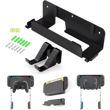 Imagem de Ankey Suporte de parede de metal compatível com Nintendo Switch 2/Switch/Switch OLED, kit de montagem de parede de metal, acessórios de prateleira compatíveis com suporte de controle Joy-Con e Pro