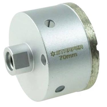 Imagem de Broca Serra Copo Diamantada 70mm Rosca M14 para Esmerilhadeira Furos Limpos Telhas Tijolos Cêramica Azulejo