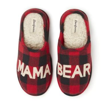 Imagem de Dearfoams Presentes para mulheres combinando Natal Natal Mama Bear chinelo, Xadrez Buffalo, 7-8
