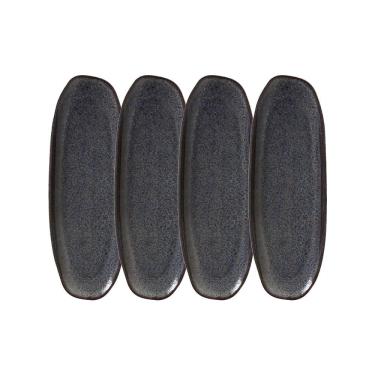 Imagem de Conjunto de Travessas Oval Rasa Grande Porto Brasil Orgânico Titanium 36x13cm - 4 Peças	
