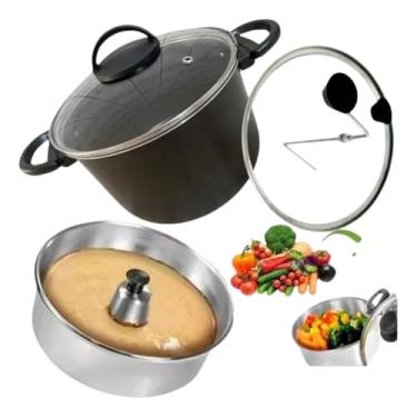 Imagem de Panela Pipoqueira Legumeira Pudinzeira Cozimento a Vapor Antiaderente Preto