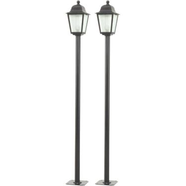 Imagem de 2 Luminárias de Chão para Jardim Pretas Postes Coloniais Dital Linha Soberana Área Externa
