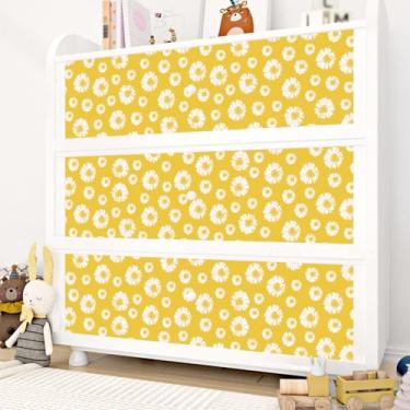 Imagem de Yullpaper Papel de parede floral amarelo para banheiro papéis de parede amarelos removíveis, papel de parede de cubículo, papel de contato adesivo para prateleiras, paredes, armários de vinil 43 cm x