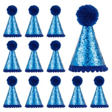 Imagem de ZJRDYYK 12 peças de mini chapéus de festa de aniversário, chapéu de aniversário de gato e cachorro, chapéus de festa pequenos cones para cães, gatos, filhotes, gatinhos, animais de pelúcia, fantasia