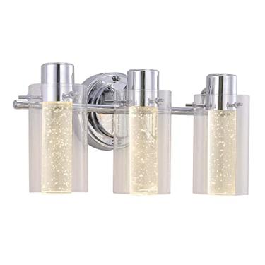 Imagem de Ultralux Luminária LED integrada de vidro bolha - montada na parede, TRIAC regulável 12W, arandela de banheiro 3000K - luminária moderna de banheiro com eficiência energética (3 luzes, acabamento