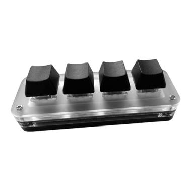 Imagem de Generic Mini teclado USB com 4 teclas, com fio, hot swap, leve, programável, mecânico para jogos, para partituras, virar páginas, escritório, Preto