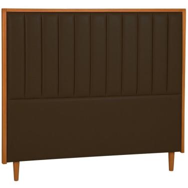Imagem de Cabeceira Estofada Queen Imperial Couro Marrom 160 Cm