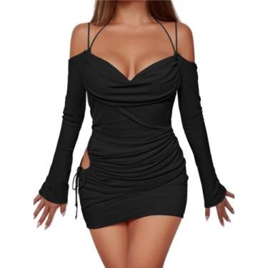Imagem de Vestido elegante sem mangas com decote em V para mulheres plus size S-