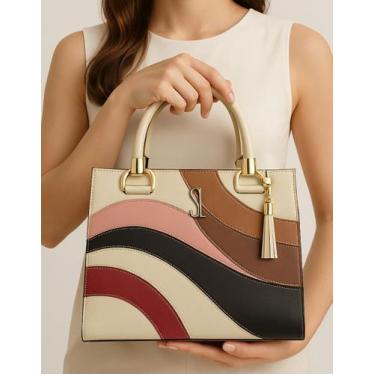 Imagem de Bolsa Feminina Castelo Cedro Faixas Onduladas Grande Sintético Forrada