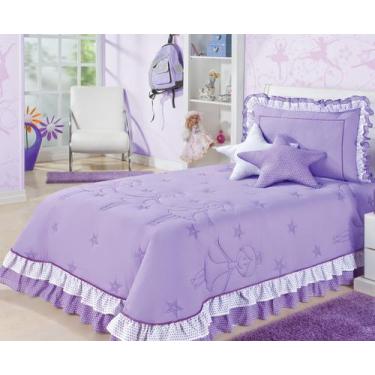 Imagem de Kit Cobre Leito Colcha Solteiro Infantil Menina Bailarina 4 Peças - Aq